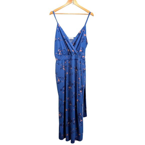 Kaileigh Rica Sleeveless Floral Midi Length Jumpsuit Boho Garden Girl Blue 2X - Picture 8 of 15